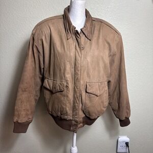 Maggie Lawrence Sport Women's Jacket Leather Size S Vintage Brown Shoulder‎ Pads